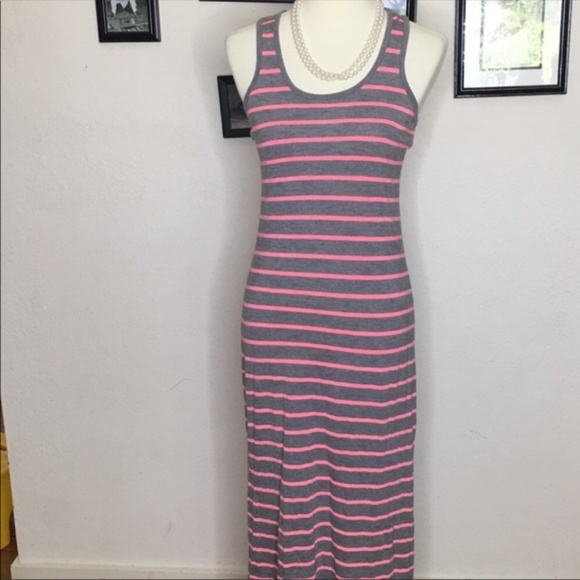 GAP Dresses & Skirts - Gap 🌺 Pink and Gray Striped Jersey Maxi Dress